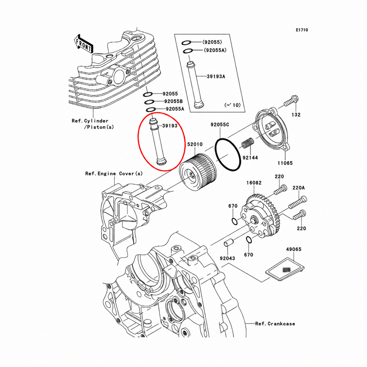 KLX140 OEM Cylinder Oil Pipe - #39193-0578