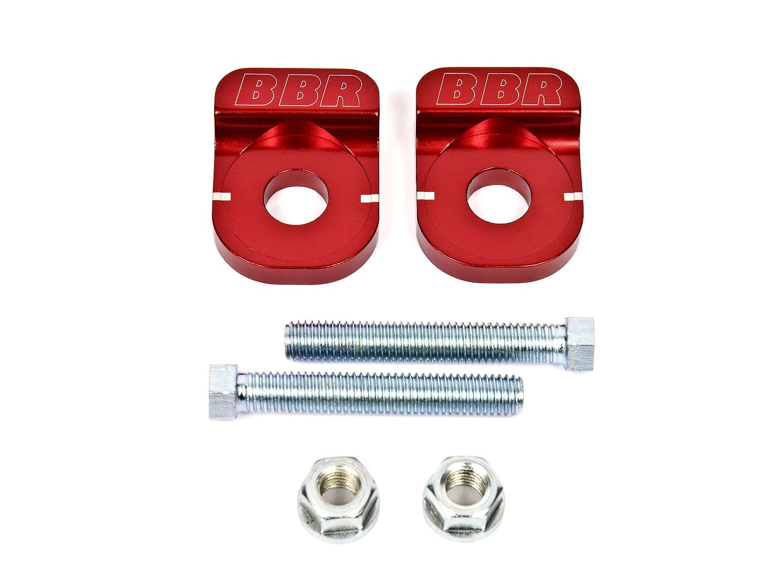 Axle Adjuster Blocks-Billet w/ Hardware - Red - BBR SuperComp/ProComp Swingarms