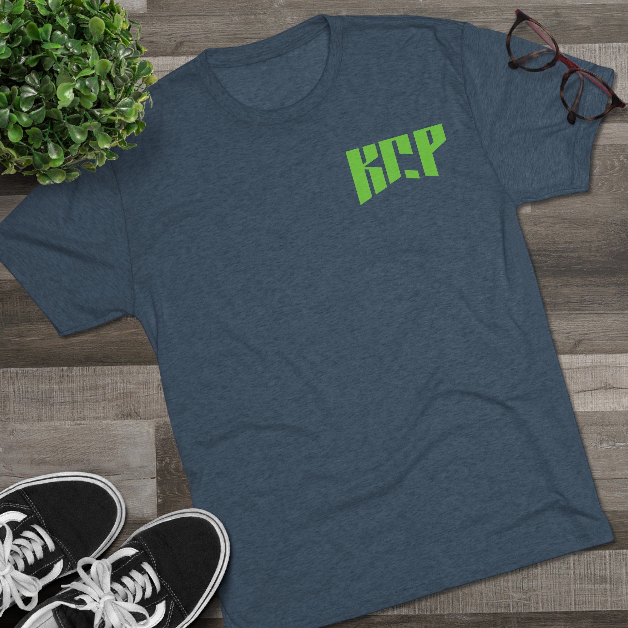 Unisex Tri-Blend Crew Tee - Green KCP Logo - Mult Colors