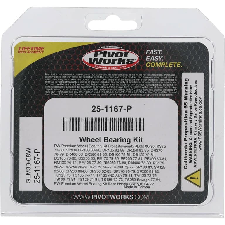 Pivot Works Wheel Bearing Kit - Rear