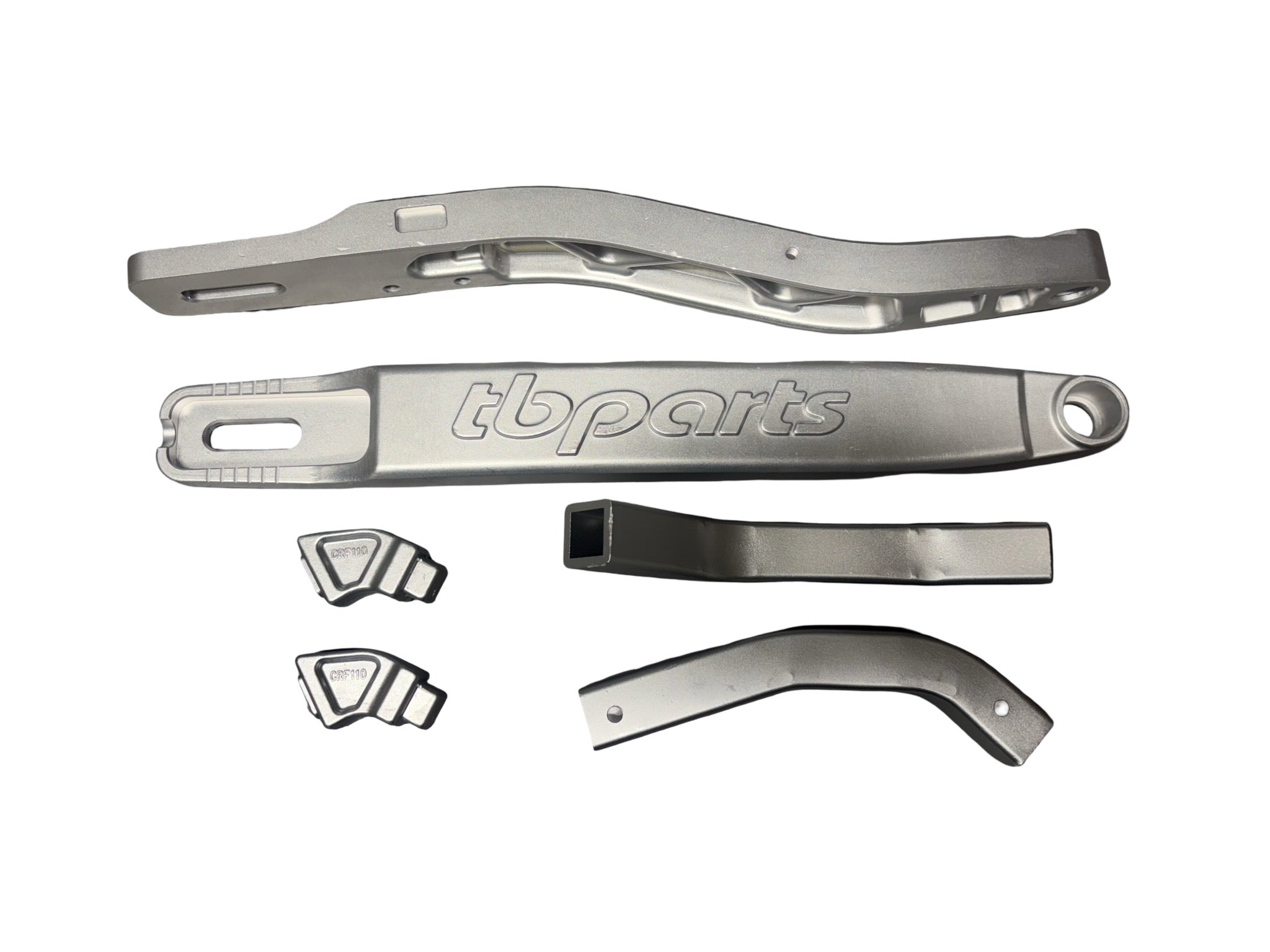 TB Parts Swingarm Kit +2" - Silver w/ Chain Guide - Honda CRF110