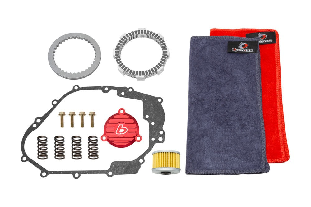 TB Parts HD Clutch Kit & Billet Red Oil Cover – KLX140