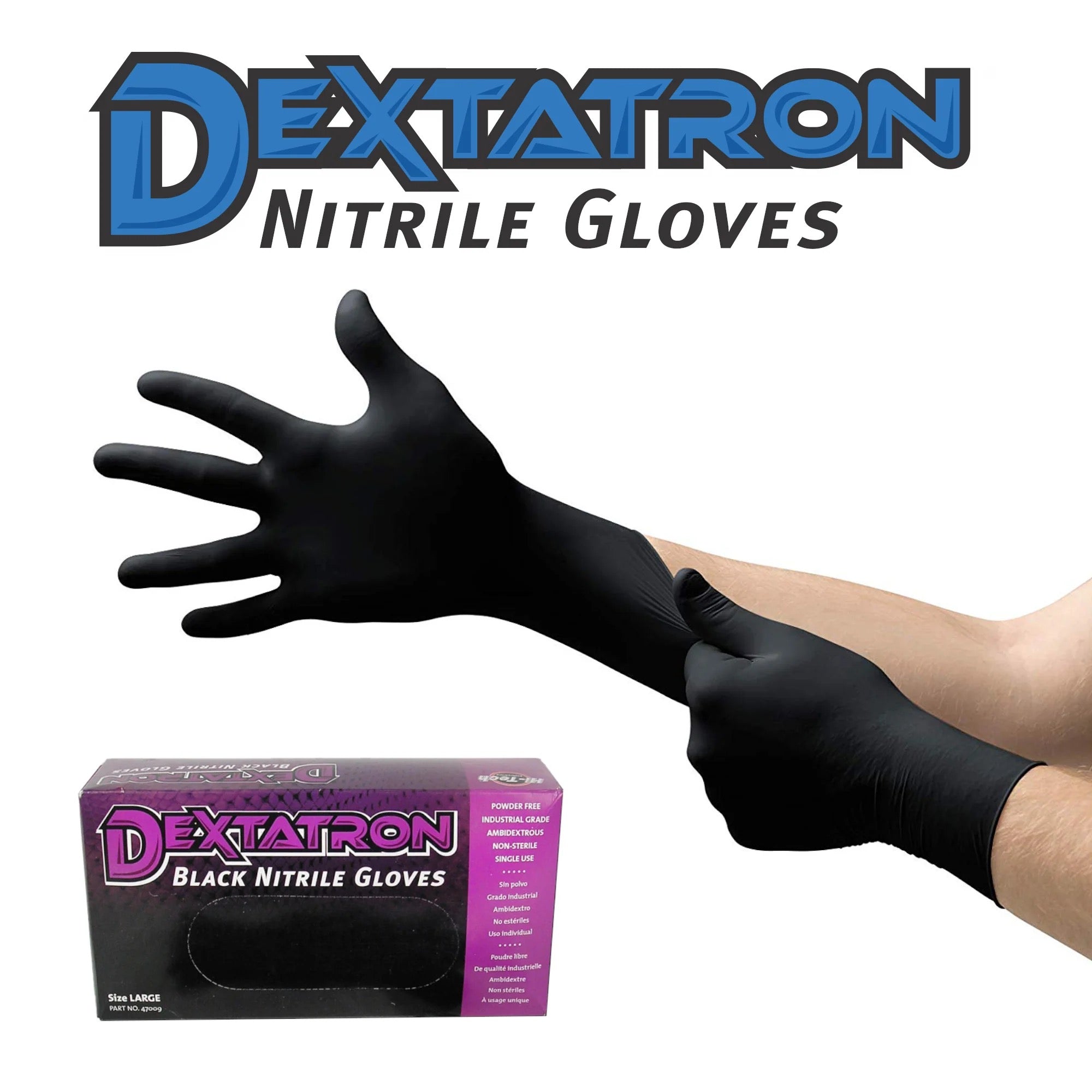 Black Disposable Nitrile Gloves -  100/Box (Large)
