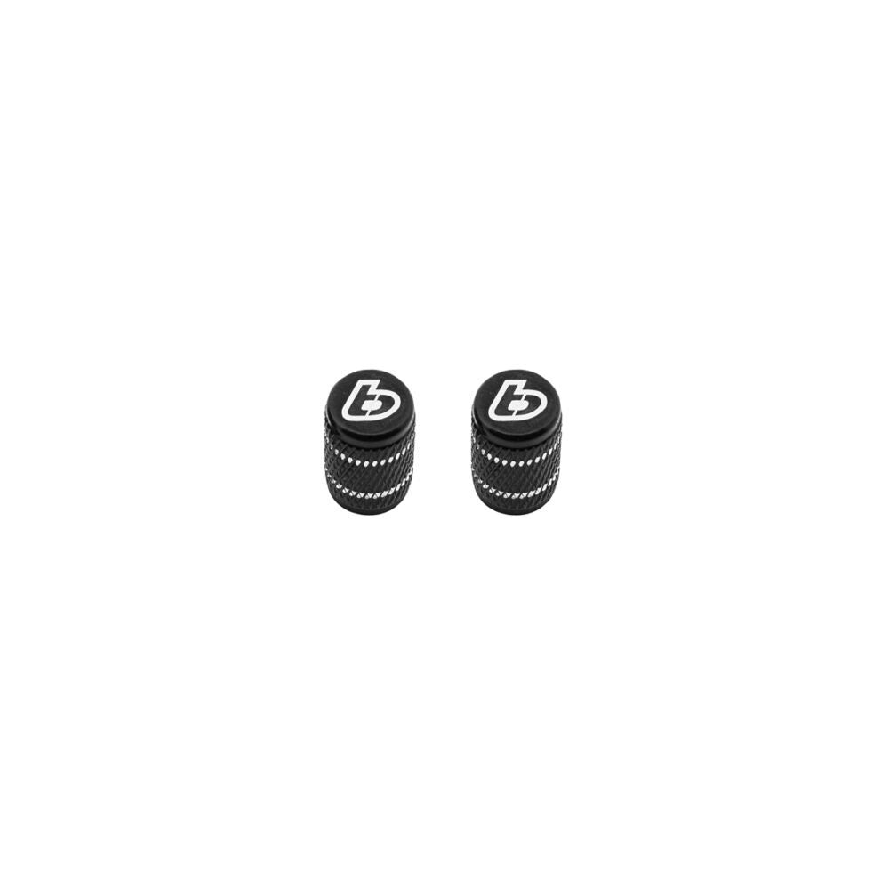 TB Parts Valve Stem Cap Set, Black w/ TB logo